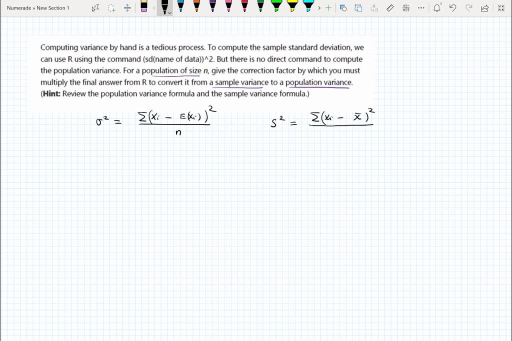 SOLVED: Computing variance by hand is a tedious process. To compute the ...