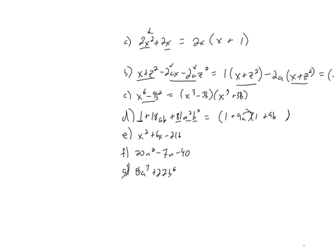 3-factorar-a-2-x22-xtext-fcomon-2-xx1-b-xz2-2-a-x-2-a-ztext-f-comun-agqpacion-determinos-c-x6-9-b2-diferencia-de-cuadrados-d-118-a-b81-a2-b2-e-x26-x-216-f-20-n2-7-n-40-g-8-a327-b6-downarrow-suma-de-2