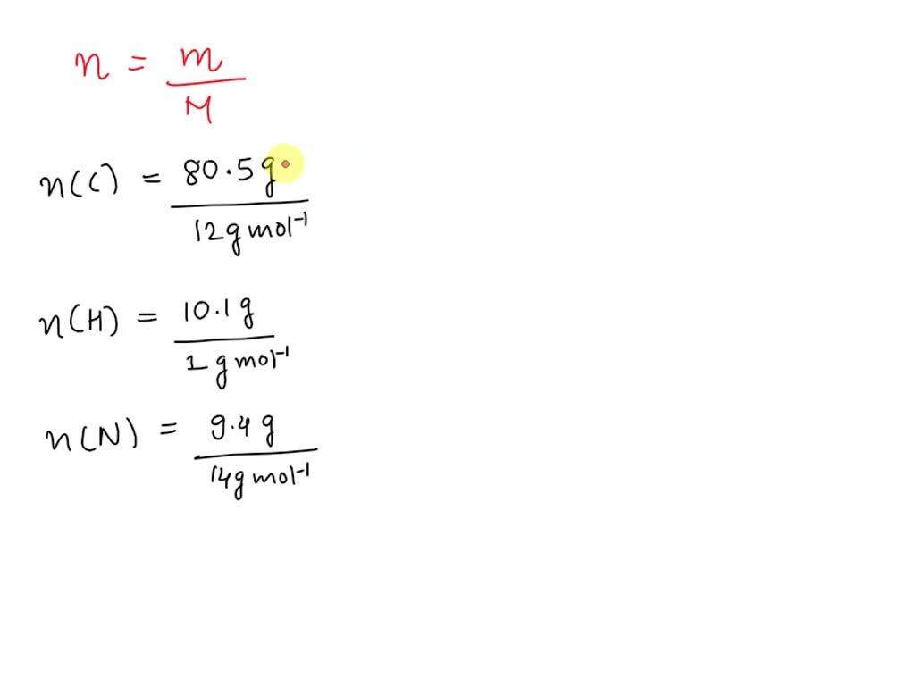 SOLVED A mystery white powder is made up of 80.5 C, 10.1 H, and 9.4