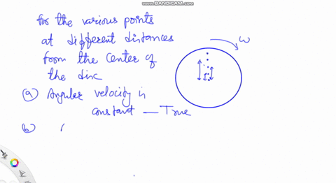 suppose-a-disk-is-in-uniform-circular-motion-consider-the-motion-of-points-on-the-disk-at-different-radii-which-of-the-following-is-false-select-one-a-the-points-further-away-from-the-center-34302
