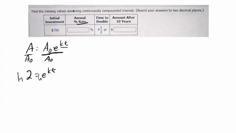 find-the-missing-values-assuming-continuously-compounded-interest-round-your-answers-to-two-decimal-places-initial-annual-time-to-amount-after-investment-rate-double-10-years-5750-95007