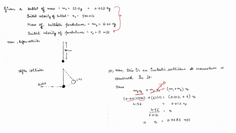 a-120-g-rifle-bullet-is-fired-with-a-speed-of-380-ms-into-a-ballistic-pendulum-with-mass-600-kg-suspended-from-a-cord-700-cm-long-see-example-88-in-section-83-compute-a-the-vertical-height-through-w-2
