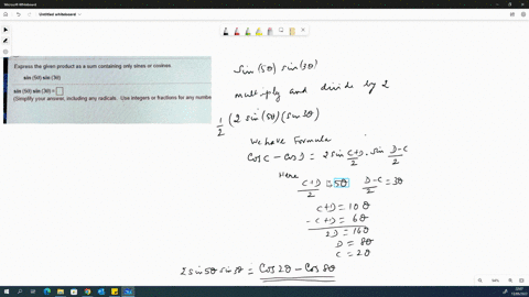 express-the-given-product-as-a-sum-containing-only-sines-or-cosines-sin-50-sin-30-sin-50-sin-30-simplify-your-answer-including-any-radicals-use-integers-or-fractions-for-any-numbe-40104