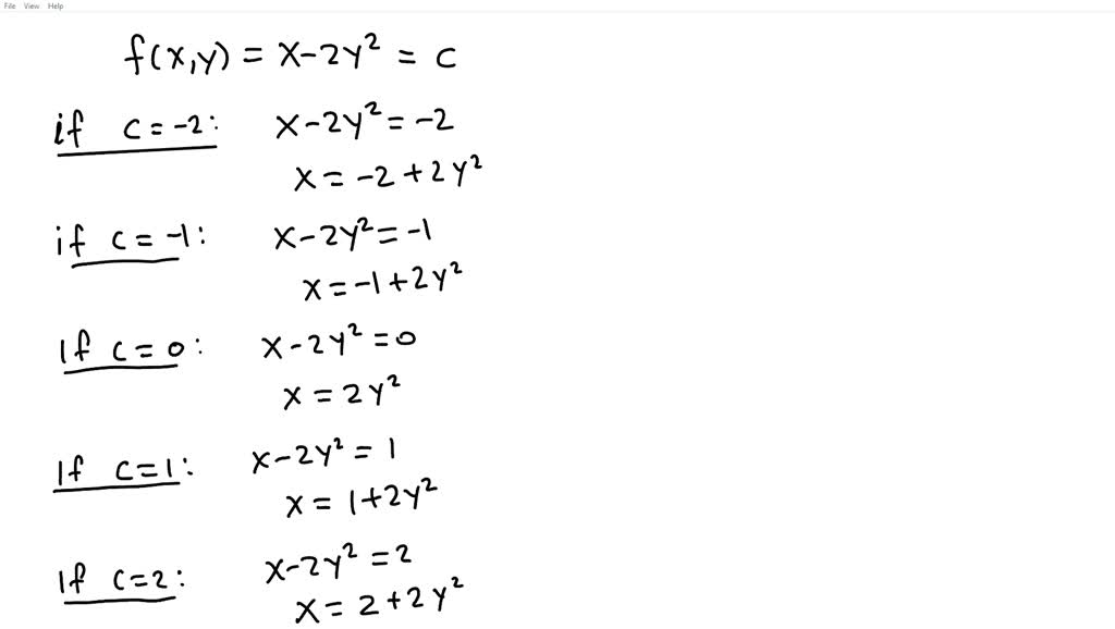 SOLVED: Draw a contour map of the function f(x, y) = x - 2y^2 showing ...
