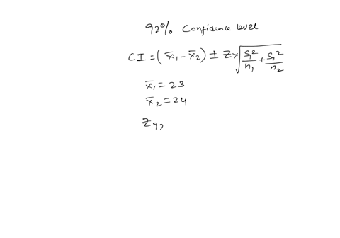two-samples-are-taken-with-the-following-sample-means-sizes-and-standard-deviations-t1-23-32-24-n1-70-n2-55-81-5-82-3-estimate-the-difference-in-population-means-using-a-92-confidence-level-42825
