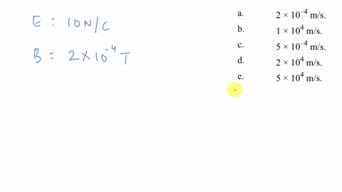 a-beam-of-electrons-is-undeflected-when-it-passes-simultaneously-through-an-electric-field-of-10-nc-perpendicular-to-its-path-and-a-magnetic-field-of-2-10-4-t-perpendicular-both-to-its-path-and-to-the