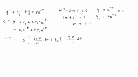 find-a-general-solution-to-the-differential-equation-using-the-method-of-variation-of-parameters-y-2y-y5e-t-the-general-solution-is-yt-52535
