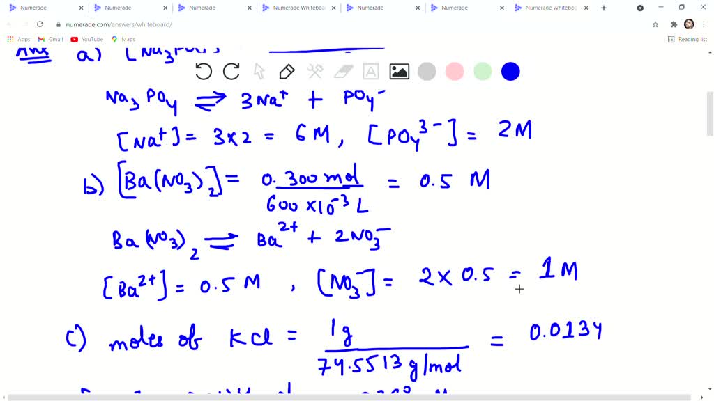 SOLVED: Calculate the concentration of all ions present in each of the ...