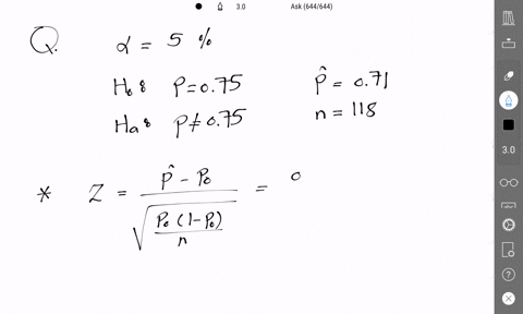 use-the-normal-distribution-and-the-given-sample-results-to-complete-the-test-of-the-given-hypotheses-assume-the-results-come-from-a-random-sample-and-use-59-significance-level-test-ho-p-075-60368