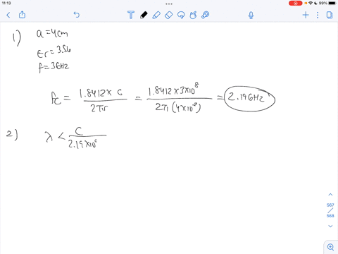 4-20. An air-filled circular waveguide has a radius of 3 cm...