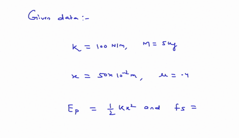 a-5-kg-box-is-initially-sitting-on-a-frictionless-surface-and-pressed-against-a-spring-with-a-spring-constant-of-100-nm-such-that-the-spring-is-compressed-50-cm-past-its-equilibrium-position-99668