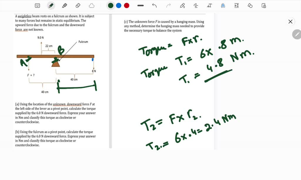 SOLVED weightless beam rests on fulcrum as shown. It is subject to