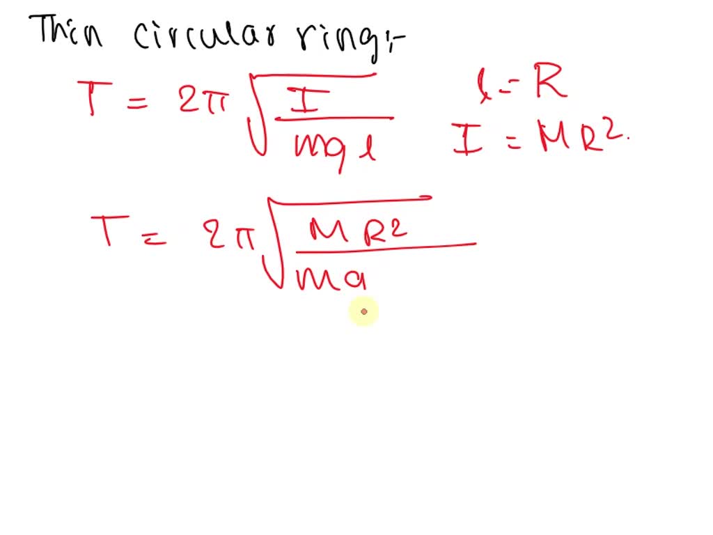 SOLVED: A thin circular ring of radius R and mass M is hinged at its ...