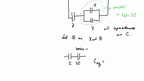 a-circuit-consists-of-three-identical-capacitors-of-capacitance-c-and-a-battery-of-voltage-v-two-capacitors-are-connected-in-parallel-with-a-third-in-series-the-capacitors-are-fully-charged-99977