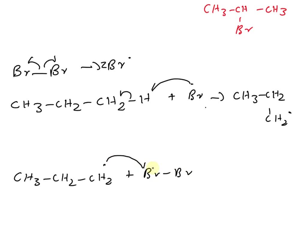 SOLVED The halogenation reaction between propane and elemental bromine