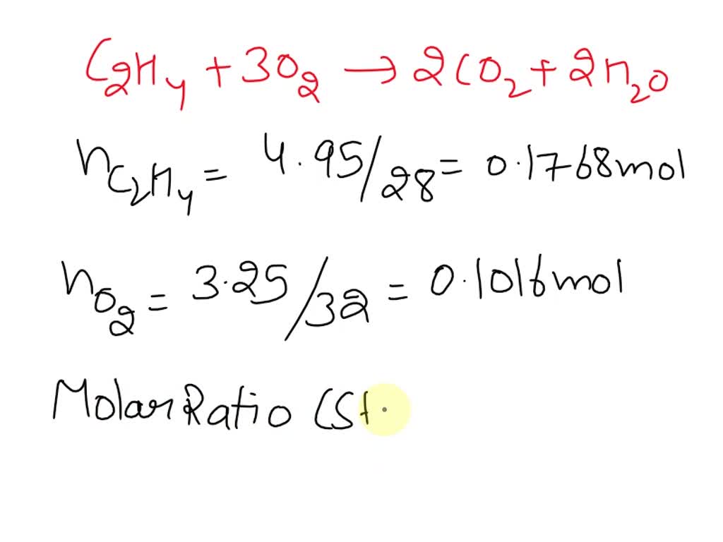 SOLVED If 4.95 g of ethylene C2H4 are reacted with 3.25 g of