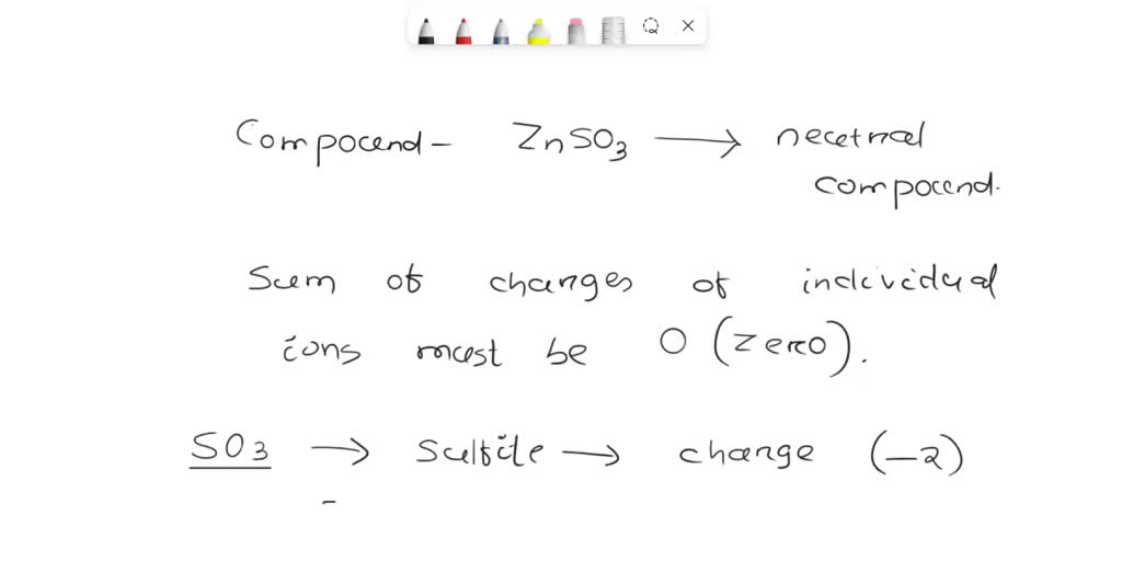 Identify the name for ZnSO3: Zinc (I) Sulfite Zinc (II)