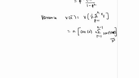 variance-of-the-sample-mean-of-an-ar1-process-you-are-given-the-following-ar1-process-xt-08xt-1-zt-zt-n01-calculate-the-variance-of-the-sample-mean-x-14-xt-93027