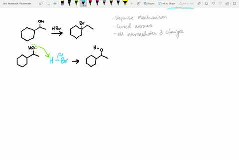 draw-the-stepwise-mechanism-for-the-reaction-shown-below-used-curved-arrows-to-show-electron-movement-be-sure-to-show-all-intermediates-including-formal-charges-oh-br-hbr-41646