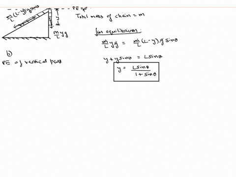portion-chain-of-length-l-and-mass-m-slands-at-rest-on-an-incline-with-an-angle-while-the-rest-of-the-chain-hangs-down-from-the-edge-of-the-inline-as-seen-in-the-figure-below-the-incline-is-27142