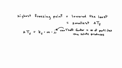 which-one-of-the-following-aqueous-solutions-would-have-the-highest-freezing-point-a-10-m-nano3-b-20-m-ch3oh-c-10-m-c6h12o6-d-10-m-cacl2