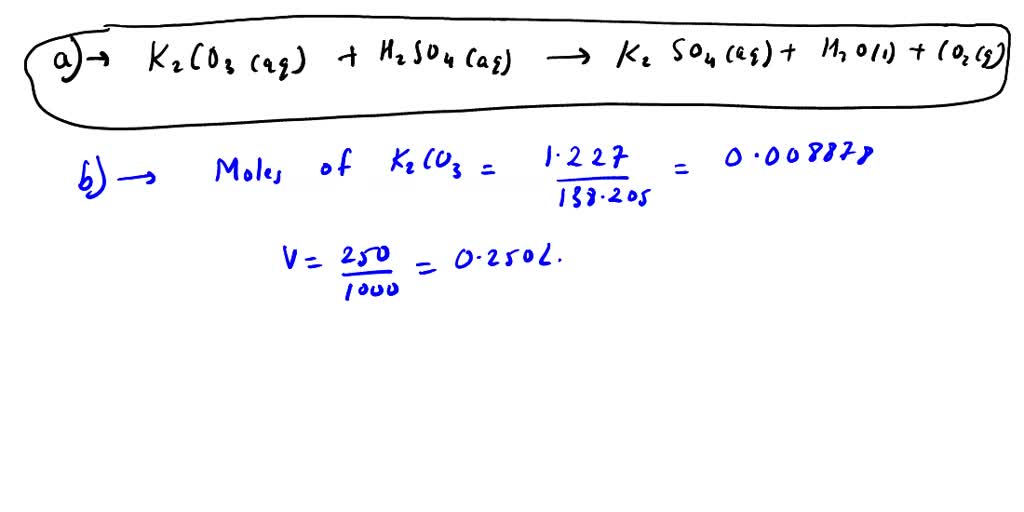 Solved A Standard Solution Of Potassium Carbonate K2co3 Is Made By