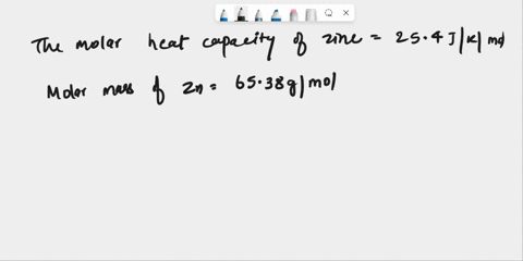 the-constant-pressure-molar-heat-capacity-of-zinc-metal-is-2540text-j-k-1text-mol-1-text-at-298text-k2540-j-k1-mol1-at-298-k-what-is-the-constant-pressure-specific-heat-capacity-of-zinc-meta-63484