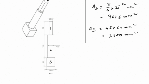 question-3-stress-and-strain-lo2-8-marks-a-stud-as-shown-below-is-subjected-to-tensile-load-of-300-kn-youngs-modulus-of-the-stud-material-is-150-gpa-determine-the-following-i-stress-in-each-section-in