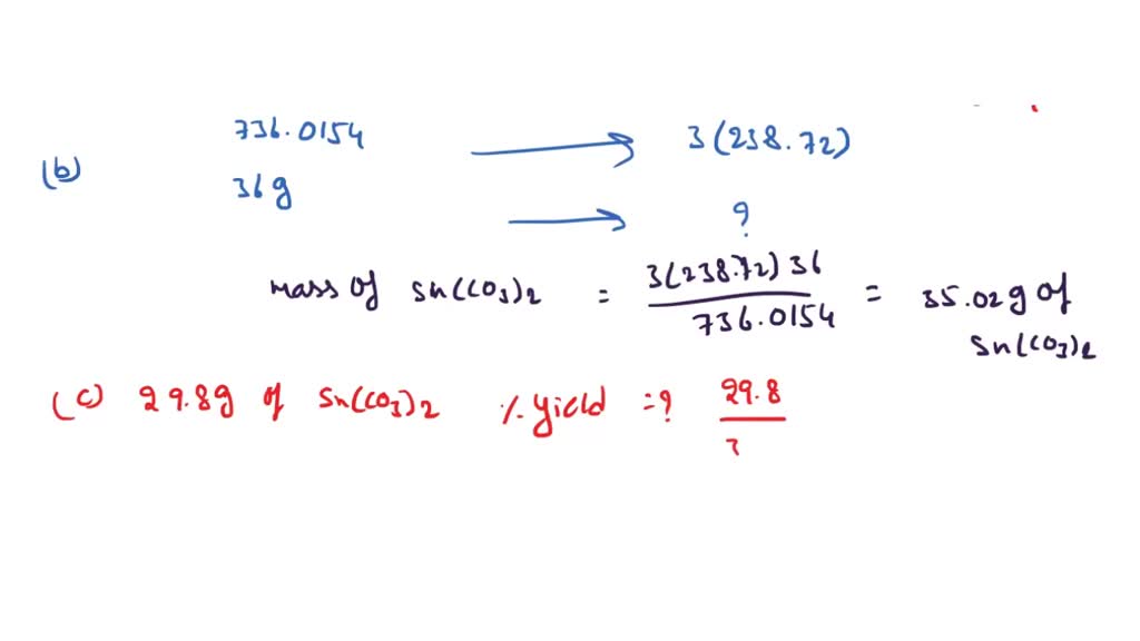 SOLVED Part 13 Percent Yield with sodium carbonate to make tin (IV