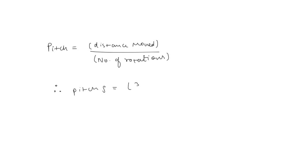 SOLVED The pitch of a screw is the distance between its threads. With