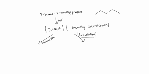 what-products-including-stereoisomers-if-applicable-are-formed-from-the-reaction-of-3-bromo-3-methylpentane-a-with-ho-b-with-h2o-97423