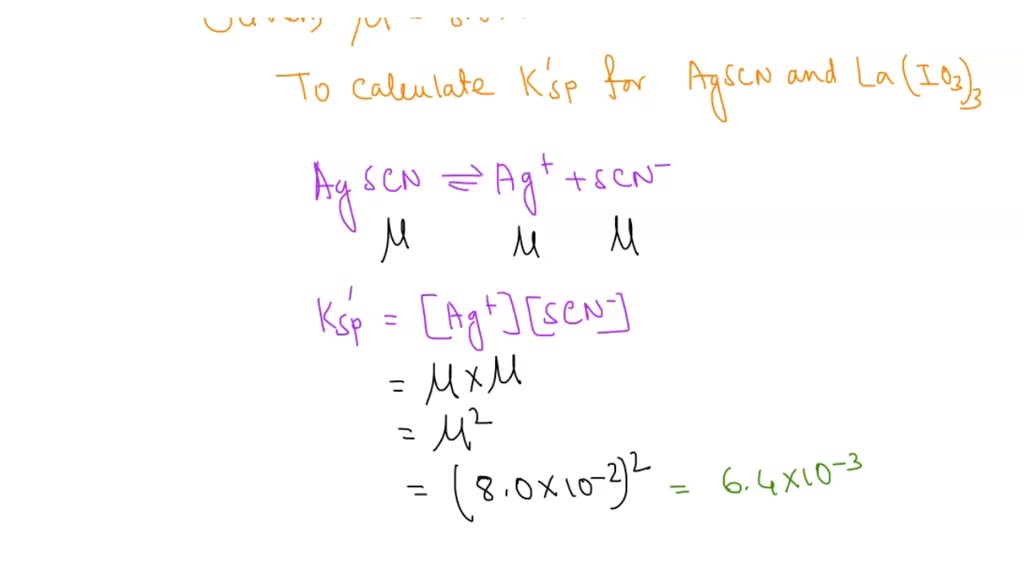 SOLVED: 10-12. For A Solution In Which U = 8.0 X 10^-2, Calculate Ksp ...