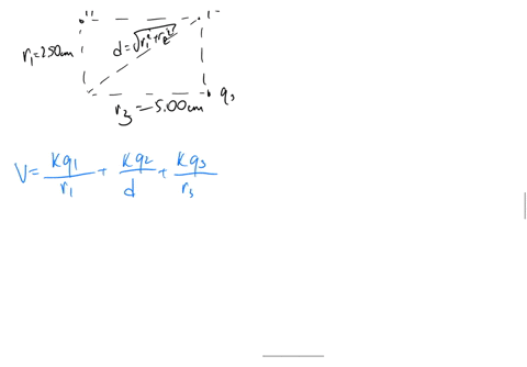 three-point-charges-9192-and-q3-are-situated-at-three-corners-of-a-rectangle-as-shown-in-the-diagram-below-here-q1-500-c-92-500-cq3-700-c-41-42-250-cm-500-cm-43-a-what-is-the-electric-potent-45139