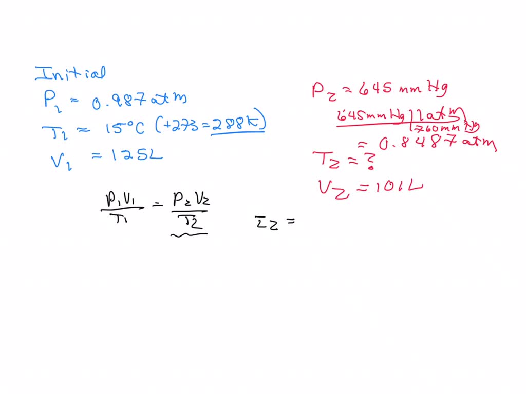 SOLVED: A sample of gas initially at 0.987 atm and 15°C was confined to ...