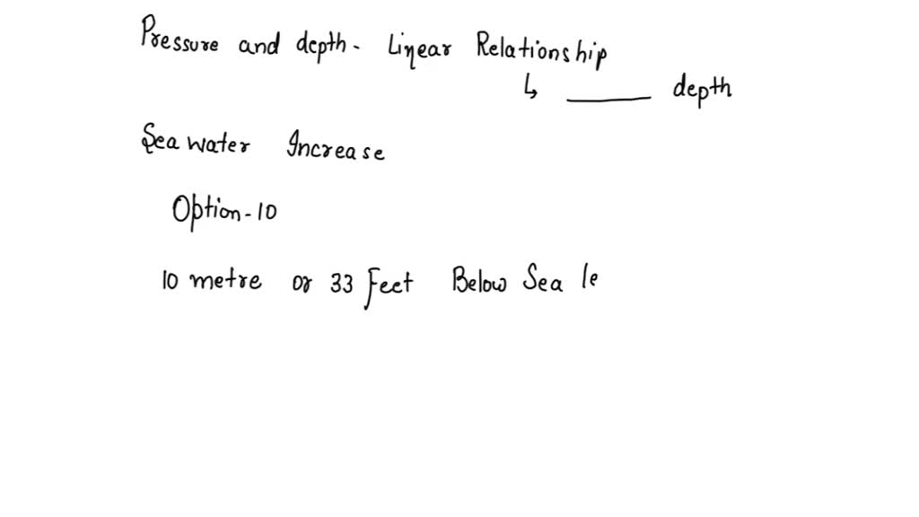 SOLVED Pressure and depth share a linear relationship. For every
