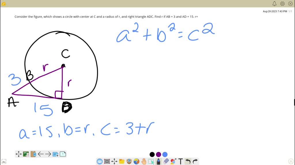 SOLVED: Consider the figure, which shows a circle with center at C and ...