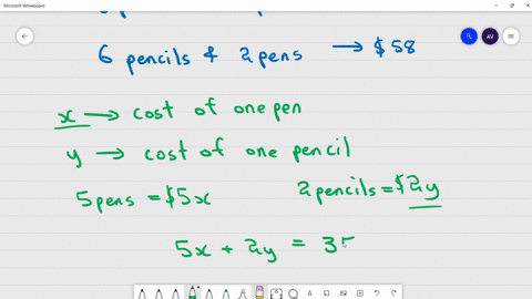 4-a-student-purchased-spens-and-2-pencils-for-35-and-another-student-purchased6-pencils-and-2-pens-for-58-ifx-and-y-represent-cost-of-one-pen-and-onepencil-respectively-represent-the-informa-82472