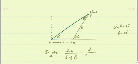 the-angles-of-elevation-to-an-airplane-from-two-points-a-and-b-on-level-ground-are-55circ-and-72circ-45913