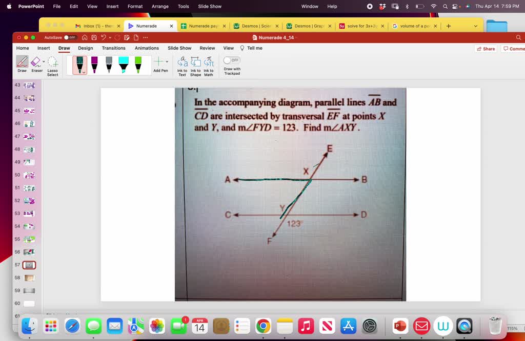 Solved In The Accompanying Diagram Parallel Lines Ab And Cd Are