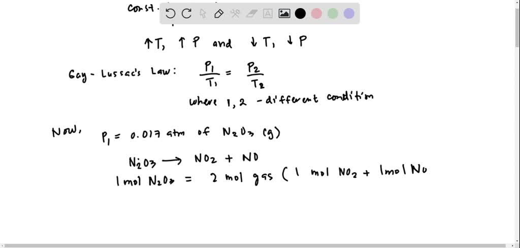 SOLVED: A sample of N2O3(g) has a pressure of 0.017 atm. The ...