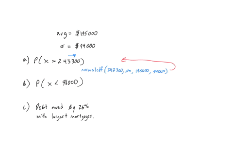 suppose-canadian-home-owners-owe-an-average-of-195000-on-their-mortgages-assume-that-mortgage-debt-is-normally-distributed-in-canada-with-a-standard-deviation-of-94000-standard-normal-distri-49015