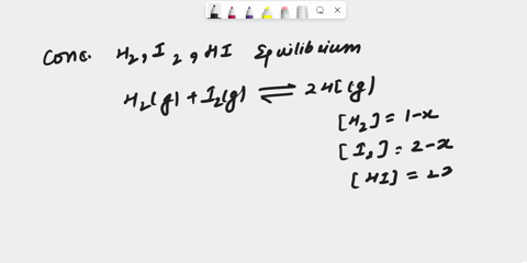 a-100-l-flask-is-filled-with-100-moles-of-h2-and-200-moles-of-i2-the-value-of-the-equilibrium-constant-for-the-reaction-of-hydrogen-and-iodine-reacting-to-form-hydrogen-iodide-is-505-under-t-31665