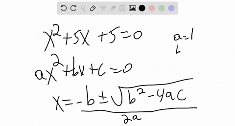 solving-quadratic-equations-solve-the-quadratic-equation-1-5x-5-0-by-using-the-quadratic-formula-verify-your-result-by-graphing-and-using-the-intersection-method-steps-write-the-equation-in-54503