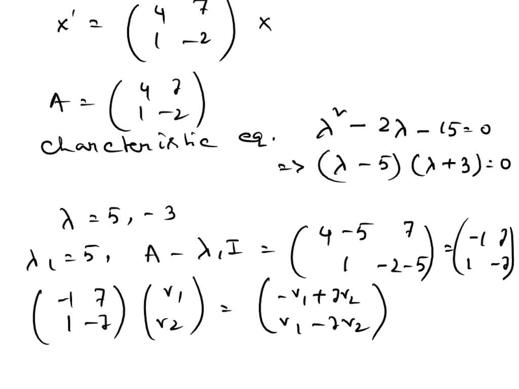 Solve the given system of differential equations by systematic ...