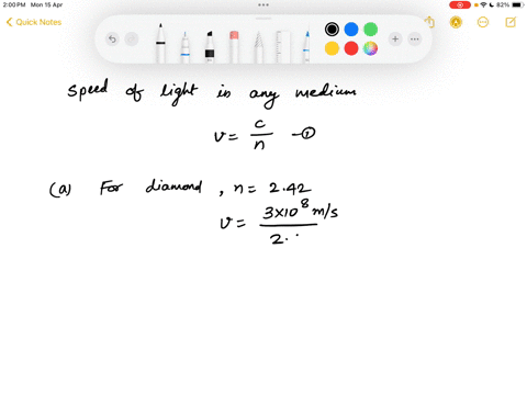 find-the-speed-of-light-in-the-following-a-diamond-ms-b-water-ms-c-glycerine-ms