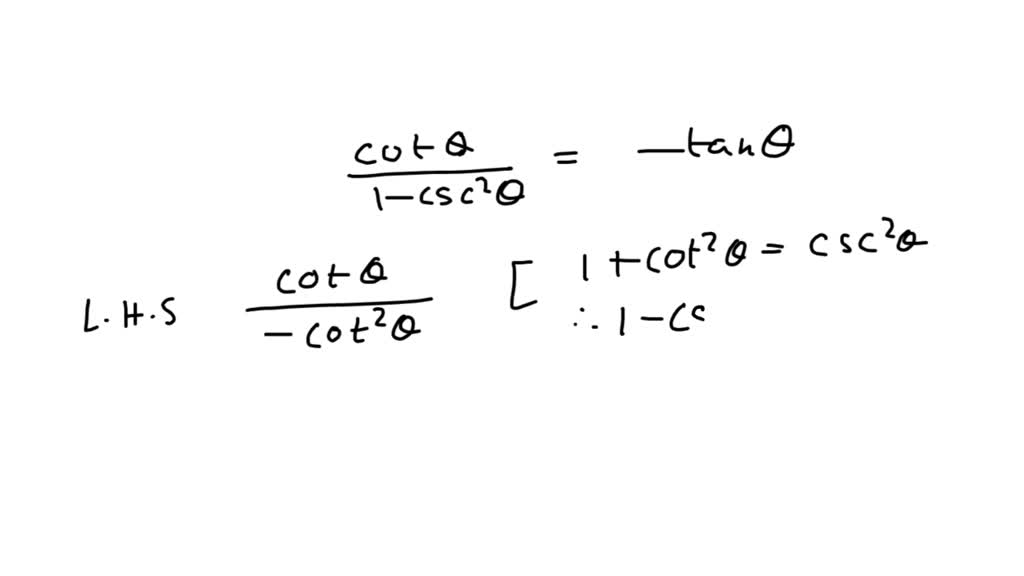 SOLVED: prove that cosecant squared theta minus cot square theta equals ...