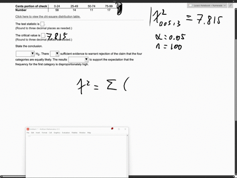 conduct-the-hypothesis-test-and-provide-the-test-statistic-and-the-critical-value-and-state-the-conclusion-a-person-randomly-selected-100-checks-and-recorded-the-cents-portions-of-those-chec-51802