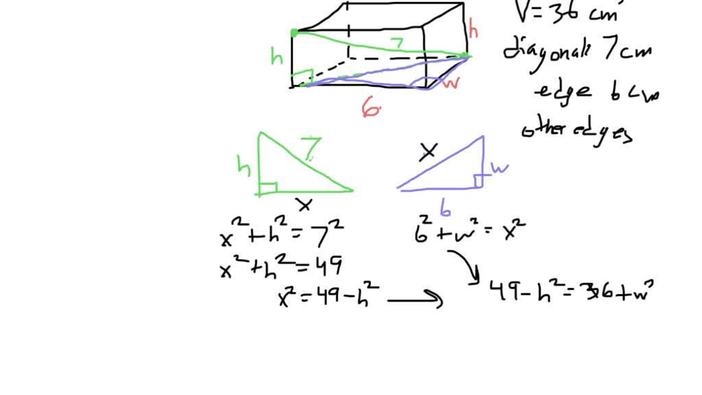 SOLVED: The volume of a cuboid is 36cm3 , the length of its diagonals ...
