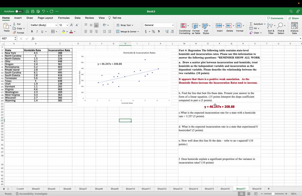 SOLVED: Regression: The following table contains state-level homicide ...