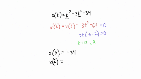 a-particle-moves-along-the-x-axis-so-that-at-time-t0-its-position-is-given-by-xtt3-3t2-34-determine-the-total-distance-traveled-by-the-particle-from-0t5-95528
